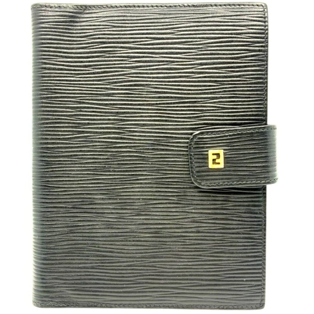 Fendi Epi Leather Agenda Pass Port Cover Case Notebook Black